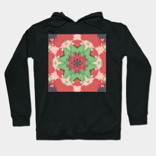 Retro Mandala Flower Green and Red Hoodie